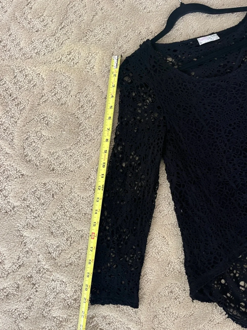 Free People Black Crochet Top Size Small